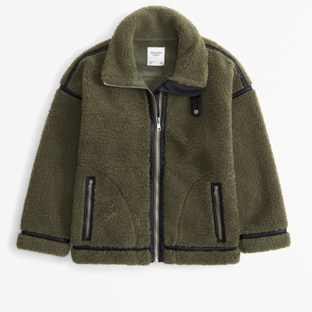 Contrast Trim Sherpa Aviator Jacket
